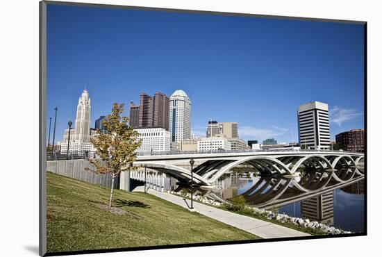 City of Columbus, Ohio with the New Rich Street Bridge in the Foreground.-pdb1-Mounted Photographic Print