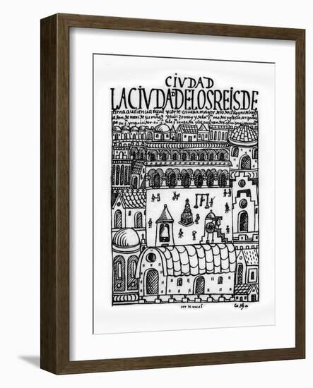 City of Kings, Now Lima, First New Chronicle and Good Government,16th, Biblioteca Nacional, Madrid-Felipe Huaman Poma De Ayala-Framed Giclee Print