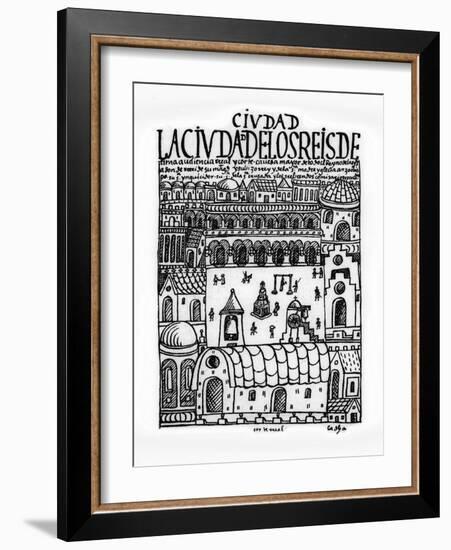 City of Kings, Now Lima, First New Chronicle and Good Government,16th, Biblioteca Nacional, Madrid-Felipe Huaman Poma De Ayala-Framed Giclee Print