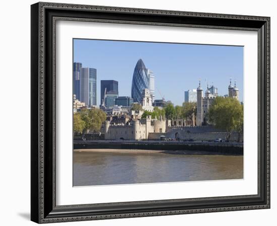 City of London Financial District Buildings and the Tower of London, London, England, UK, Europe-Amanda Hall-Framed Photographic Print