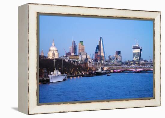 City of London Skyline and River Thames at Dusk, England, UK-Nadia Isakova-Framed Premier Image Canvas