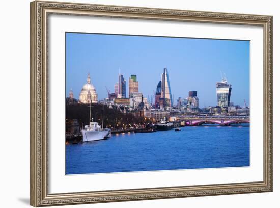 City of London Skyline and River Thames at Dusk, England, UK-Nadia Isakova-Framed Photographic Print