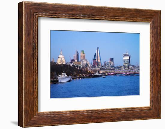 City of London Skyline and River Thames at Dusk, England, UK-Nadia Isakova-Framed Photographic Print