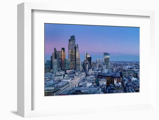 City of London skyline from St. Pauls at dusk, London-Charles Bowman-Framed Photographic Print