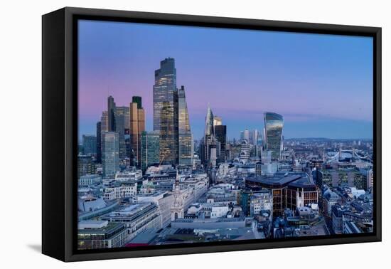 City of London skyline from St. Pauls at dusk, London-Charles Bowman-Framed Premier Image Canvas