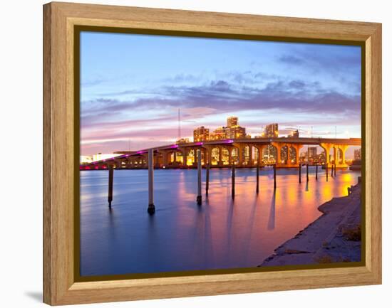 City of Miami Florida Summer Sunset Panorama-Fotomak-Framed Premier Image Canvas