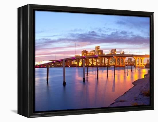 City of Miami Florida Summer Sunset Panorama-Fotomak-Framed Premier Image Canvas