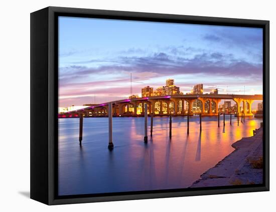 City of Miami Florida Summer Sunset Panorama-Fotomak-Framed Premier Image Canvas