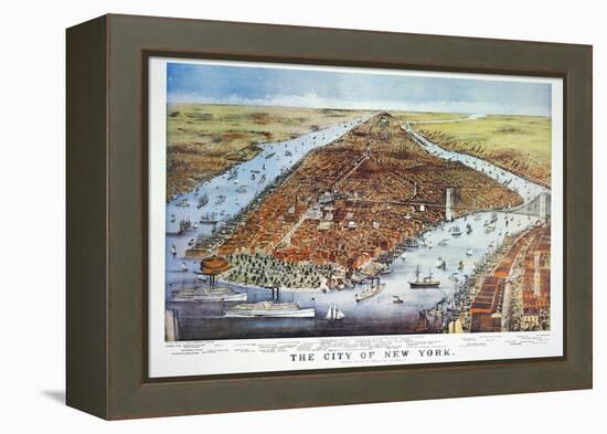 City of New York, 1876-Currier & Ives-Framed Premier Image Canvas