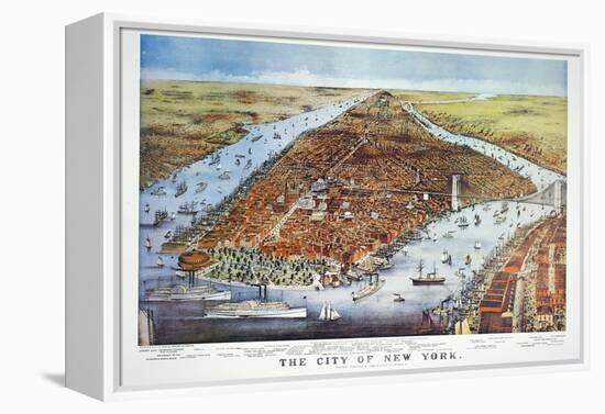 City of New York, 1876-Currier & Ives-Framed Premier Image Canvas