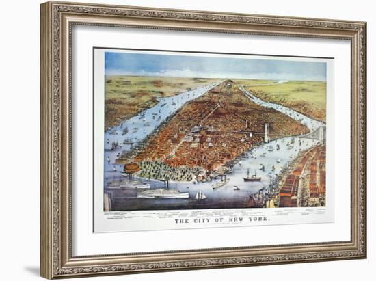 City of New York, 1876-Currier & Ives-Framed Giclee Print