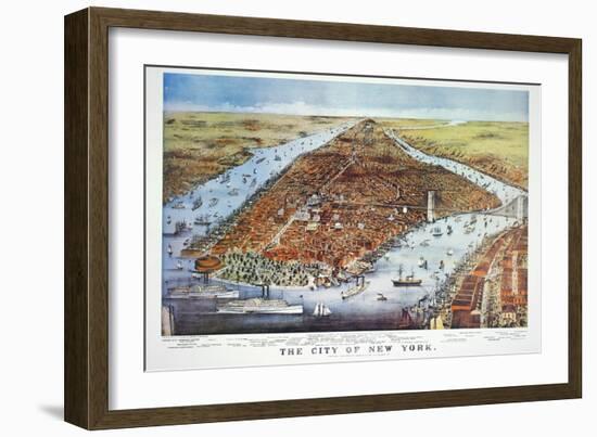 City of New York, 1876-Currier & Ives-Framed Giclee Print