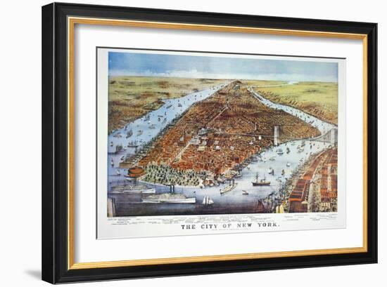 City of New York, 1876-Currier & Ives-Framed Giclee Print