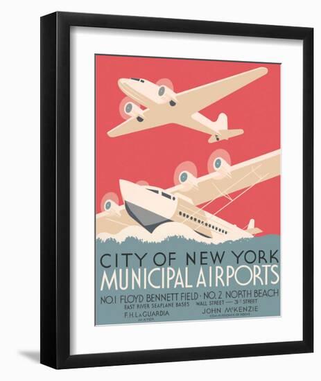 City of New York Municipal Airports-Vintage Reproduction-Framed Giclee Print