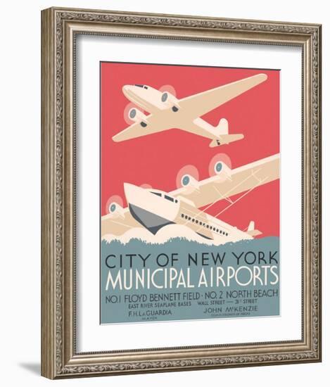 City of New York Municipal Airports-Vintage Reproduction-Framed Giclee Print