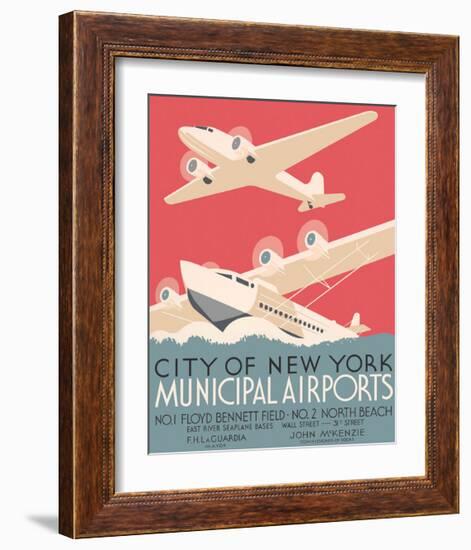 City of New York Municipal Airports-Vintage Reproduction-Framed Giclee Print