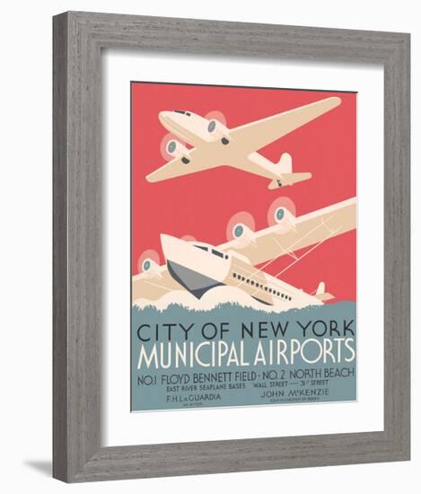 City of New York Municipal Airports-Vintage Reproduction-Framed Giclee Print