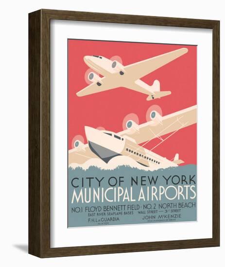 City of New York Municipal Airports-Vintage Reproduction-Framed Giclee Print