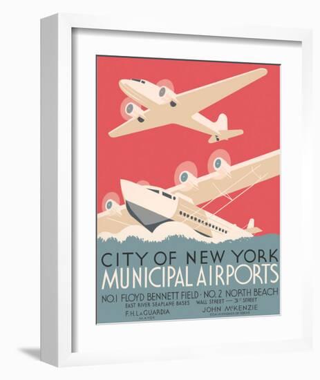 City of New York Municipal Airports-Vintage Reproduction-Framed Giclee Print