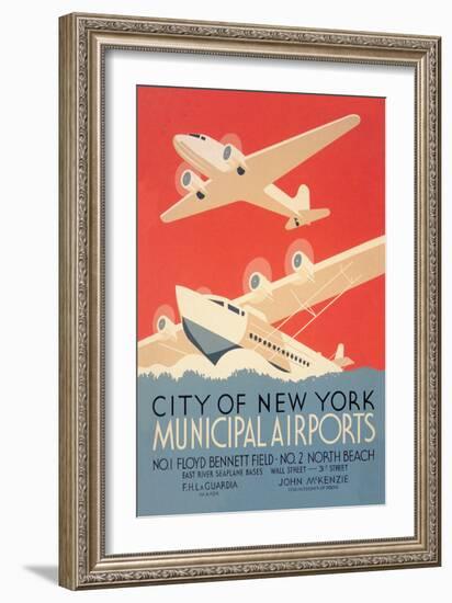 City of New York Municipal Airports-Harry Herzog-Framed Art Print