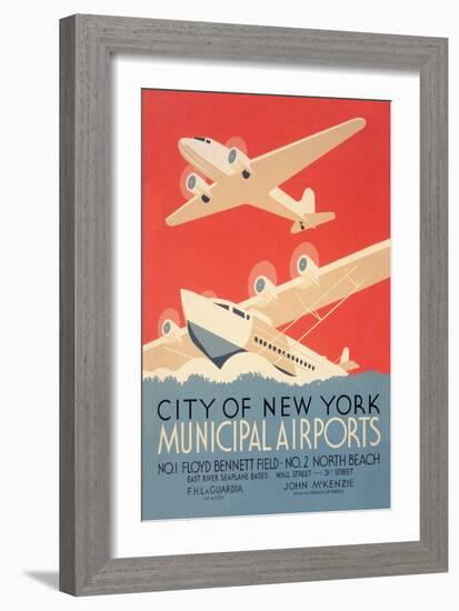 City of New York Municipal Airports-Harry Herzog-Framed Art Print