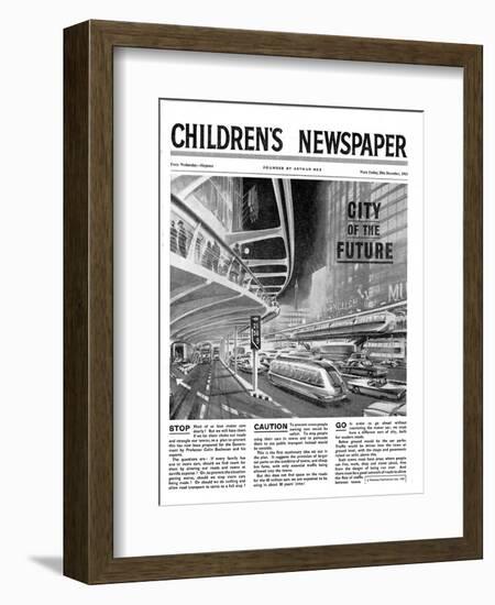 City of the Future, Front Page of 'The Children's Newspaper, February 1963-English School-Framed Giclee Print