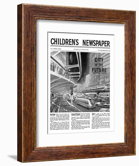 City of the Future, Front Page of 'The Children's Newspaper, February 1963-English School-Framed Giclee Print