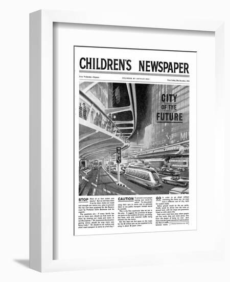 City of the Future, Front Page of 'The Children's Newspaper, February 1963-English School-Framed Giclee Print