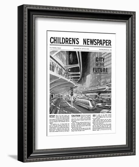 City of the Future, Front Page of 'The Children's Newspaper, February 1963-English School-Framed Giclee Print