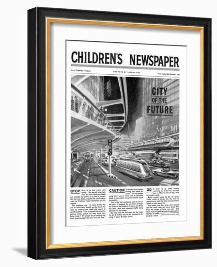 City of the Future, Front Page of 'The Children's Newspaper, February 1963-English School-Framed Giclee Print