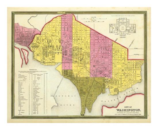 City Of Washington D C C 1846 Art Print By Samuel Augustus Mitchell Art Com