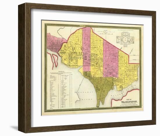 City of Washington, D.C., c.1846-Samuel Augustus Mitchell-Framed Art Print