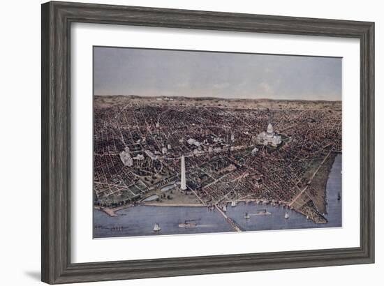 City of Washington (Looking North, 1892)-Currier & Ives-Framed Giclee Print