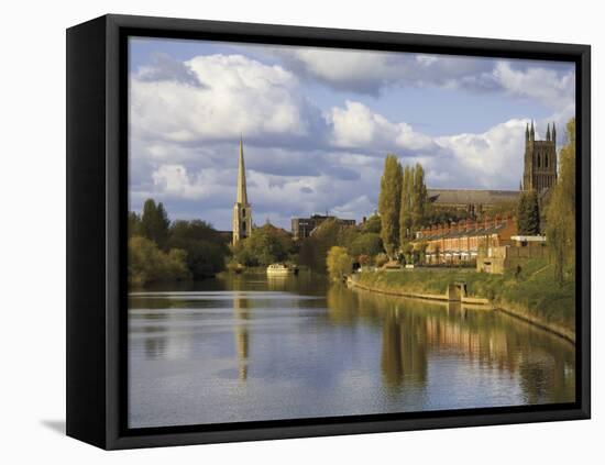 City of Worcester and River Severn, Worcestershire, England, United Kingdom, Europe-David Hughes-Framed Premier Image Canvas