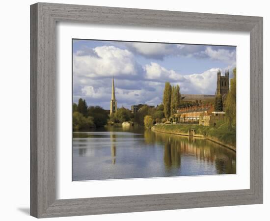 City of Worcester and River Severn, Worcestershire, England, United Kingdom, Europe-David Hughes-Framed Photographic Print