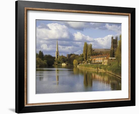 City of Worcester and River Severn, Worcestershire, England, United Kingdom, Europe-David Hughes-Framed Photographic Print