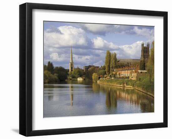 City of Worcester and River Severn, Worcestershire, England, United Kingdom, Europe-David Hughes-Framed Photographic Print