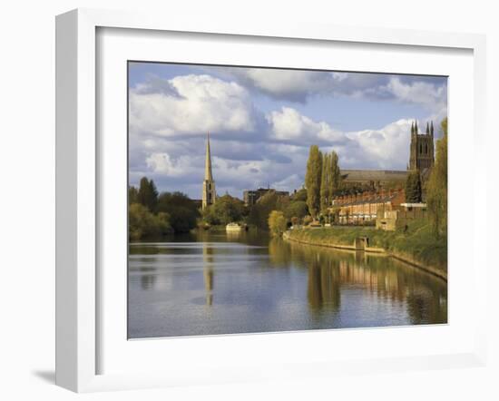 City of Worcester and River Severn, Worcestershire, England, United Kingdom, Europe-David Hughes-Framed Photographic Print