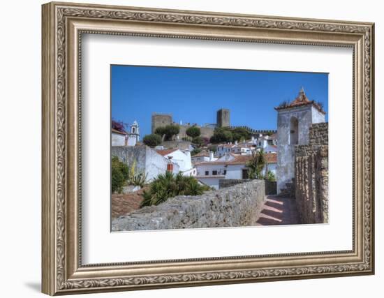 City overview with Wall and Medieval Castle in the background, Obidos, Portugal, Europe-Richard Maschmeyer-Framed Photographic Print