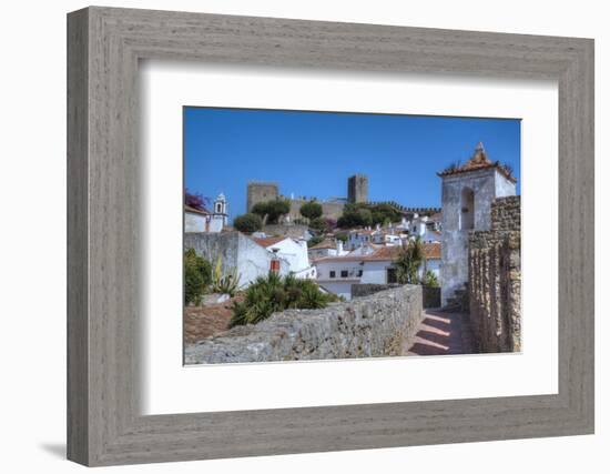 City overview with Wall and Medieval Castle in the background, Obidos, Portugal, Europe-Richard Maschmeyer-Framed Photographic Print