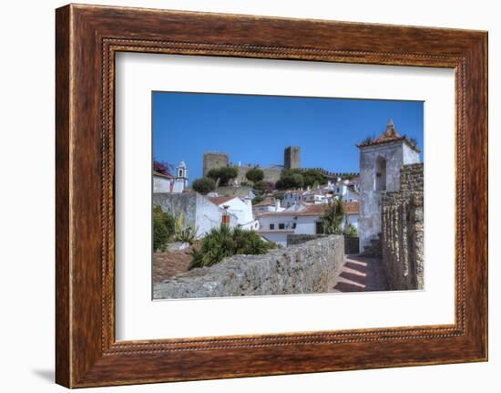 City overview with Wall and Medieval Castle in the background, Obidos, Portugal, Europe-Richard Maschmeyer-Framed Photographic Print