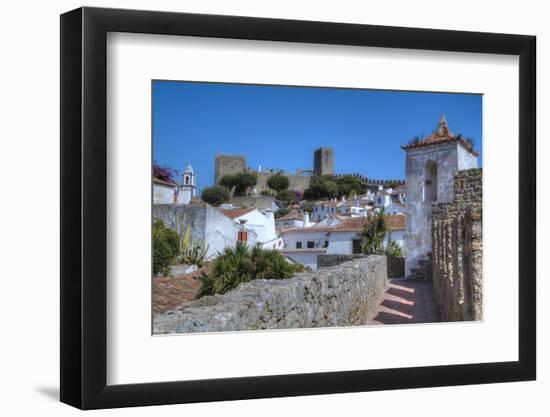 City overview with Wall and Medieval Castle in the background, Obidos, Portugal, Europe-Richard Maschmeyer-Framed Photographic Print