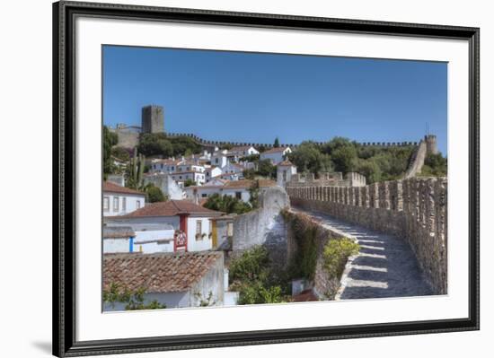 City overview with Wall and Medieval Castle in the background, Obidos, Portugal, Europe-Richard Maschmeyer-Framed Photographic Print