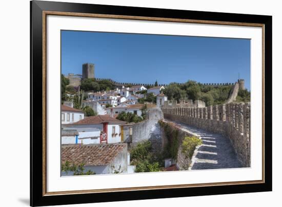 City overview with Wall and Medieval Castle in the background, Obidos, Portugal, Europe-Richard Maschmeyer-Framed Photographic Print