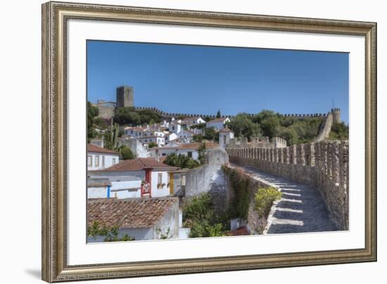 City overview with Wall and Medieval Castle in the background, Obidos, Portugal, Europe-Richard Maschmeyer-Framed Photographic Print