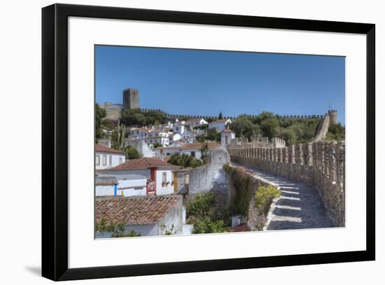 City overview with Wall and Medieval Castle in the background, Obidos, Portugal, Europe-Richard Maschmeyer-Framed Photographic Print