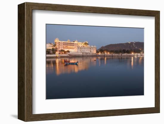 City Palace in Udaipur at Night, Reflected in Lake Pichola, Udaipur, Rajasthan, India, Asia-Martin Child-Framed Photographic Print