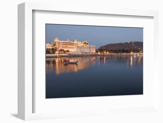 City Palace in Udaipur at Night, Reflected in Lake Pichola, Udaipur, Rajasthan, India, Asia-Martin Child-Framed Photographic Print