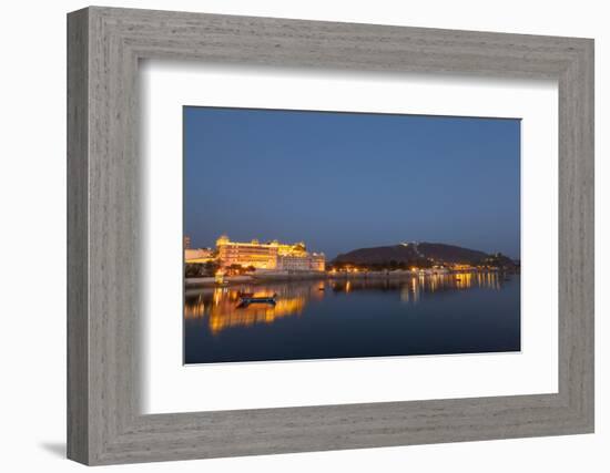 City Palace in Udaipur at Night, Reflected in Lake Pichola, Udaipur, Rajasthan, India, Asia-Martin Child-Framed Photographic Print