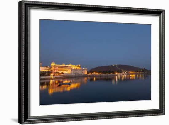 City Palace in Udaipur at Night, Reflected in Lake Pichola, Udaipur, Rajasthan, India, Asia-Martin Child-Framed Photographic Print